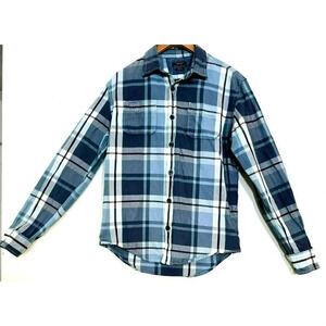 Zara Man Slim Fit Blue/Gray Plaid Button-Up Shirt Size XL/44